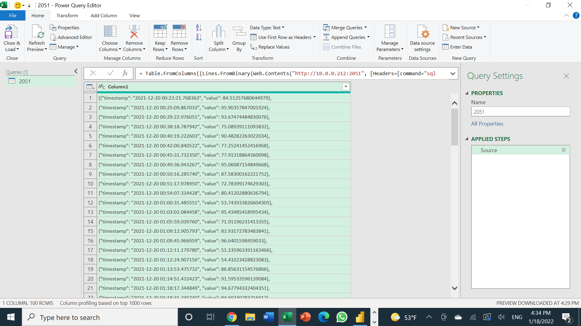 text output