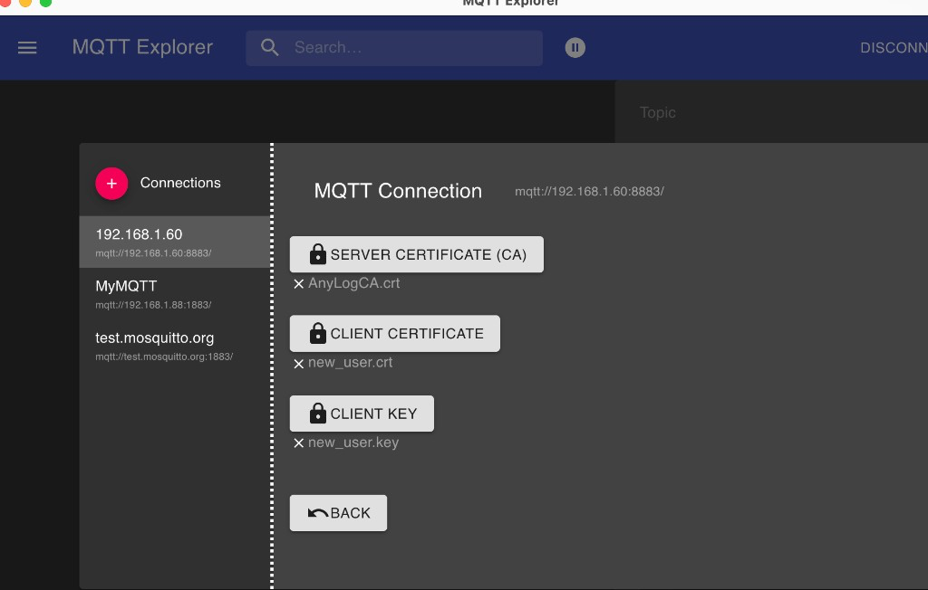 MQTT Explorer TLS setup