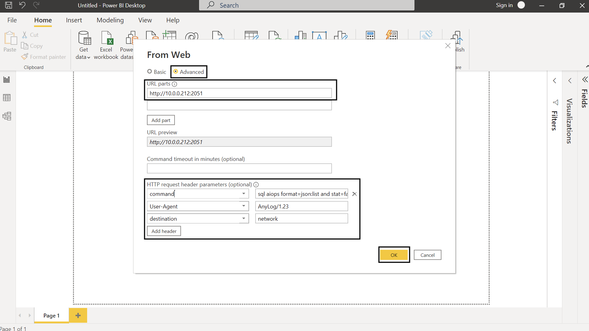 "Web" data source request form